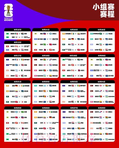 2026世界杯赛程实时